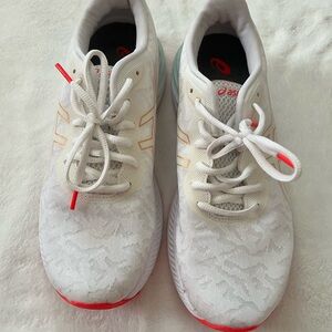 ASICS White and Red Athletic Shoes